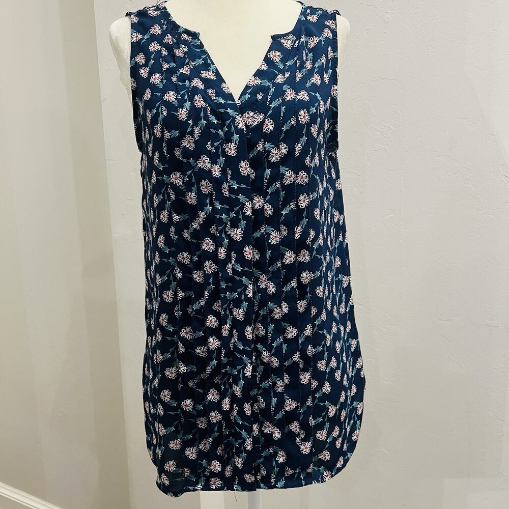 Women's Sleeveless Lauren Conrad Blue Floral Blouse, Top, Shirt Size XS